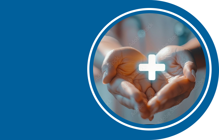 Hands holding medical cross symbol